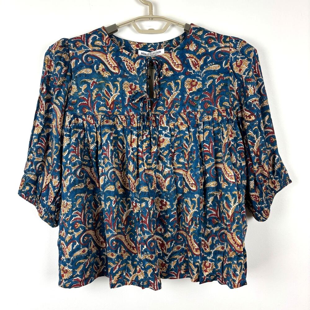 Emerson Fry India Collection NEW Puff Isla Top in Tamara Print M/L paisley flowy